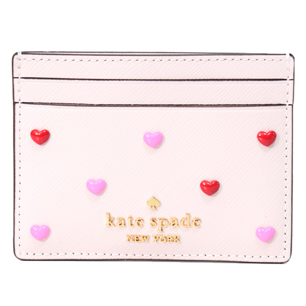 ケイトスペード カードケース katespade レザー ハート スタッズ マディソン スモール スリム カードホルダー 名刺入れ 定期入れ パスケース 専用BOX付き パウダードシュガー KK200【ブランド 新品 送料無料 誕生日 正規 人気 安心 保証 アウトレット ギフト 】