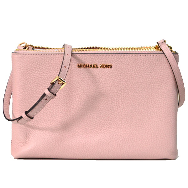 マイケルコース バッグ MICHAEL KORS コーティングキャンパス レザー モノグラム ダブルジップ 斜めがけ ショルダー クロスボディー バッグ バニラホワイト×パステルピンク 35F8GTVC3B【ブランド 新品 送料無料 誕生日 記念日 お祝い プレゼント 正規 安心 保証 】