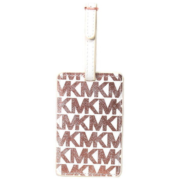 マイケル教科課程 ラゲージタグ MICHAEL KORS PVCなめし革 モノグラム ID ハング引き舟 名まえ引き舟 白いこと×サクラ色ゴールド 20210419【ブランド名 新品 貨物輸送無料 置き目 一般受け 引き受ける 10倍 OUTLET 即日送りとどける】