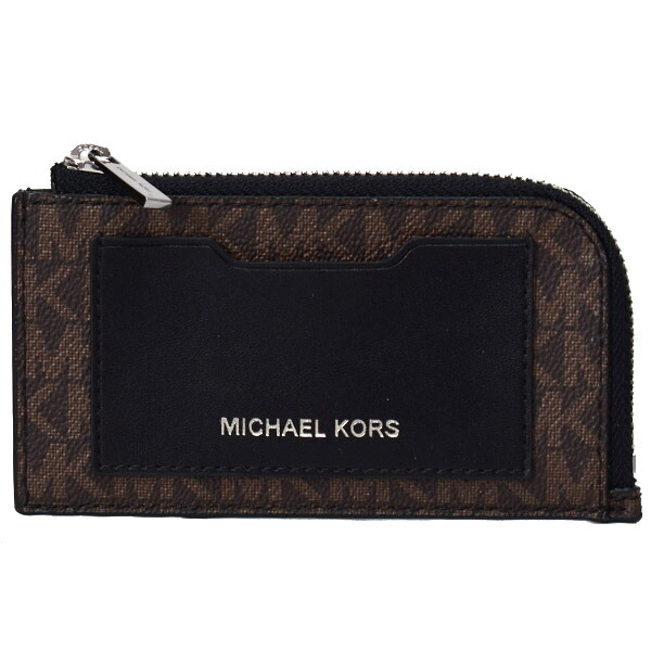 マイケルコース コインケース MICHAEL KORS PVCコーティングキャンバス レザー モノグラム ギフティング ロゴ L字 ジップ カードケース コインケース ウォレット ブラウン×ブラック 36S0LGFE6B【送料無料 即日発送 代引無料 】