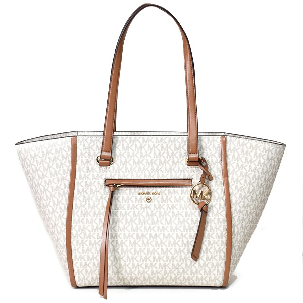 マイケルコース バッグ MICHAEL KORS レザー カリーヌ ロゴ ミディアム トート ハンドバッグ バニラ 30S1GCCT3B【ブランド 新品 送料無料 正規 10倍 OUTLET 即日出荷 誕生日 アウトレット ギフト プレゼント】