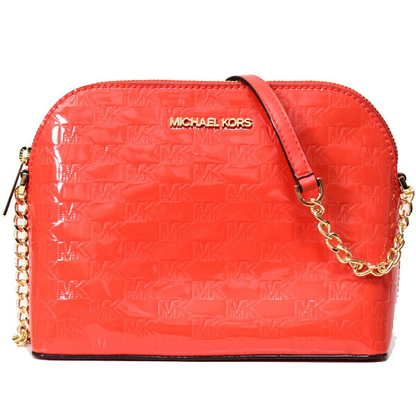 マイケルコース バッグ MICHAEL KORS パテントレザー シンディ モノグラム チェーン ラージ ドーム クロスボディ 斜めがけ ショルダーバッグ マンダリン 38S0CCPC3V【ブランド 新品 送料無料 プレゼント 正規 人気 レディース 安心 保証 OUTLET 包装 即日発送 代引無料】