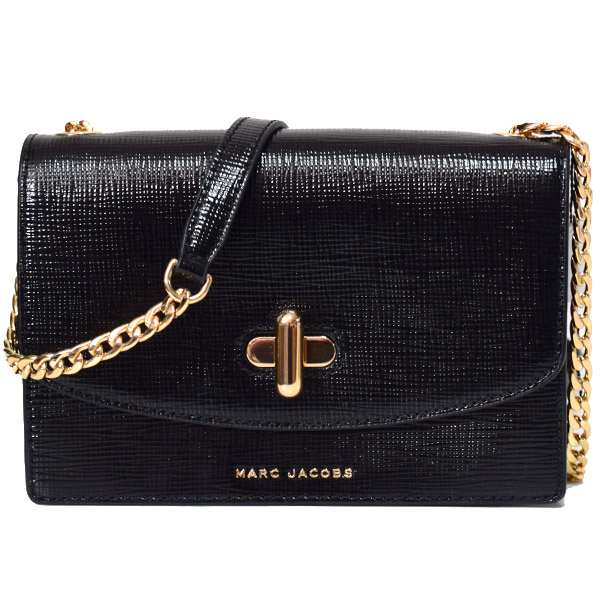 マークジェイコブス バッグ MARC JACOBS カーフレザー ロゴ ターンロック クロスボディ 斜めがけ チェーン ショルダーバッグ ブラック M0016669【ブランド 新品 送料無料 誕生日 記念日 お祝い プレゼント 正規 人気 レディース 安心 保証 ギフト 10倍】