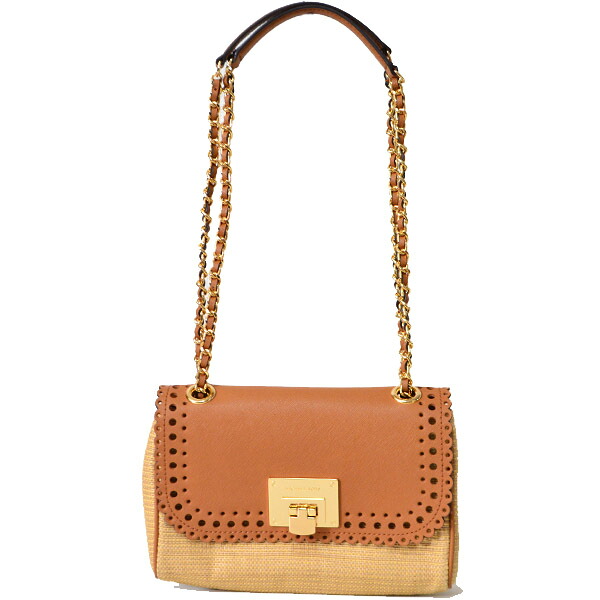 マイケルコース バッグ MICHAEL KORS コーティング レザー ストロー ショルダー バッグ ナチュラル×ライトブラウン 35S7GV1F2W【ブランド 新品 送料無料 誕生日 記念日 お祝い プレゼント 正規 人気 レディース 安心 OUTLET 包装 即日発送 】