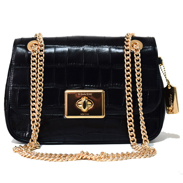 割引 2way 3wayバッグ チェーン ターンロック 型押し クロコ レザー Coach バッグ コーチ 2way 即日発送 包装 Outlet 10倍 ギフト 保証 安心 正規 プレゼント 誕生日 送料無料 新品 ブランド ブラック バッグ ハンド ショルダー クロスボディー Www