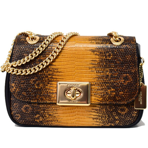 超特価激安 楽天市場 コーチ バッグ Coach リザードエンボスレザー スムースレザー ミニ キャシディ ターンロック チェーン 2way ショルダー バッグ マスタード ブランド 新品 送料無料 正規 安心 保証 ギフト 10倍 Outlet 包装 即日発送 ブランド専門店