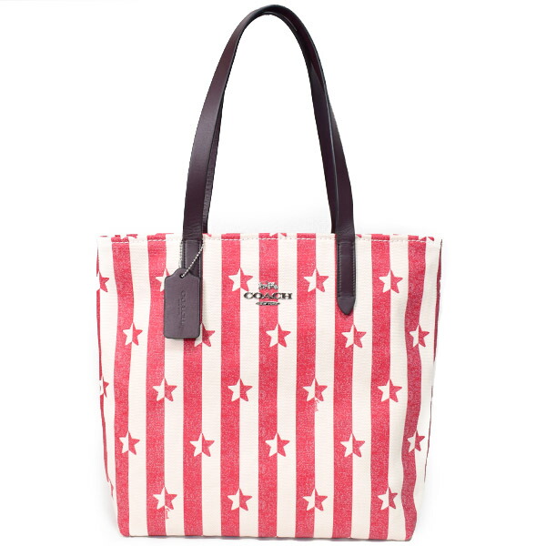 人気ブランドを 楽天市場 コーチ バッグ Coach キャンバス スムースレザー ストライプ ボーダー スター 星 プリント ショルダー トートバッグ チャーク レッドマルチ Coach1910 ブランド 新品 送料無料 誕生日 正規 人気 安心 保証 ギフト 10倍 日本未発売 Outlet