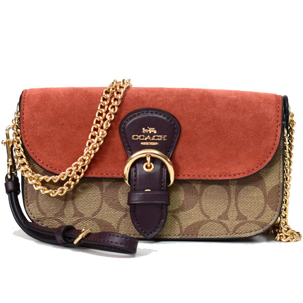 コーチ バッグ COACH コーティングキャンバス スエード バッファローエンボスドレザー スムースレザー シグネチャー クレオ リストレット クロスボディ 2WAY 斜め掛け クラッチ チェーン ショルダーバッグ カーキマルチ C5620【新品 送料無料 包装 即日発送】｜ブランド専門店 パイクストリート
