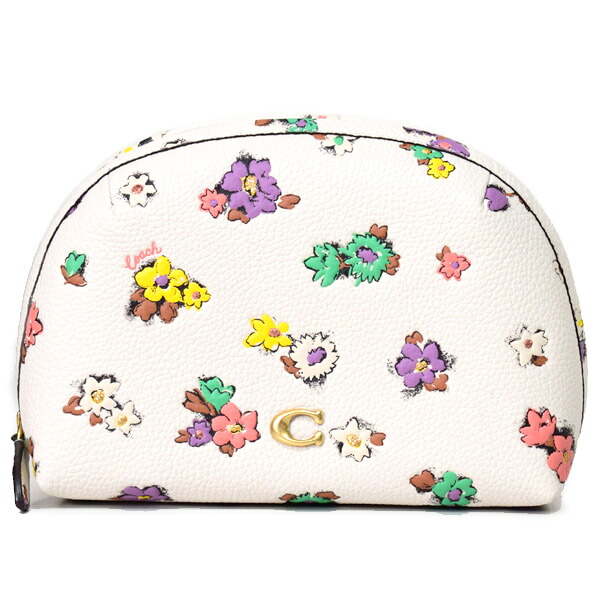 コーチ職 コスメポーチ COACH ペブルレザー フローラル 花柄 御花 刷り上げる コスメティック 入れもの かざり付ける コスメ 車寄せ チャーク C3822【ブランド名 新品 貨物輸送無料 置き目 楽になること 引き受ける 差し上げ物 10倍 OUTLET 荷拵え 即日送りとどける 代引無料】