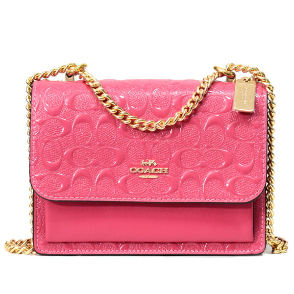 コーチ バッグ COACH レザー シグネチャー 型押し クレア チェーン クロスボディ 2way 斜め掛け ショルダー バッグ ストロベリーヘイズ CH593【新品 送料無料 正規 安心 保証 包装 即日発送】