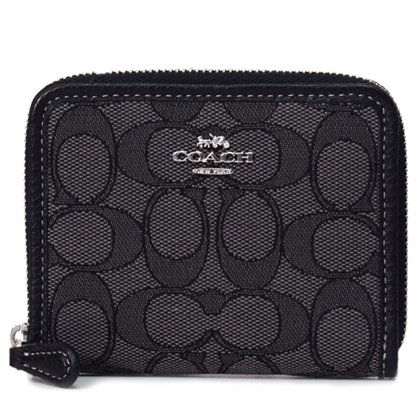 コーチ 財布 COACH ジャガード レザー シグネチャー ロゴ スモール ジップ アラウンド ウォレット 二つ折り 財布 ブラックスモークブラックマルチ CH389【新品 送料無料 正規 人気 安心 保証 10倍 OUTLET 即日発送】｜ブランド専門店 パイクストリート