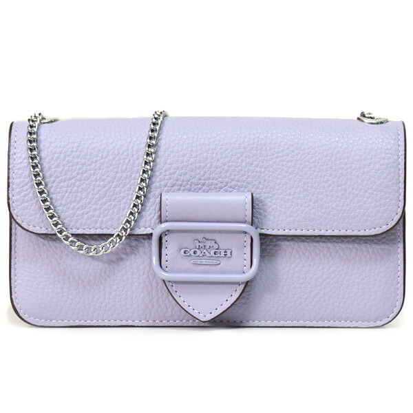 コーチ バッグ COACH ぺブルレザー モーガン クロスボディ 斜め掛け スマホショルダー チェーン ショルダー クラッチ バッグ ミスト CJ687【新品 送料無料 包装 即日発送】