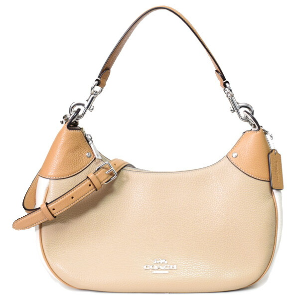 コーチ バッグ COACH ペブルレザー マーラ ホーボー カラーブロック 2WAY ショルダー クロスボディ ハンドバッグ サンディベージュマルチ CH508【ブランド 新品 送料無料 誕生日 プレゼント 正規 安心 保証 ギフト 10倍 OUTLET 包装 即日発送 日本未発売 】