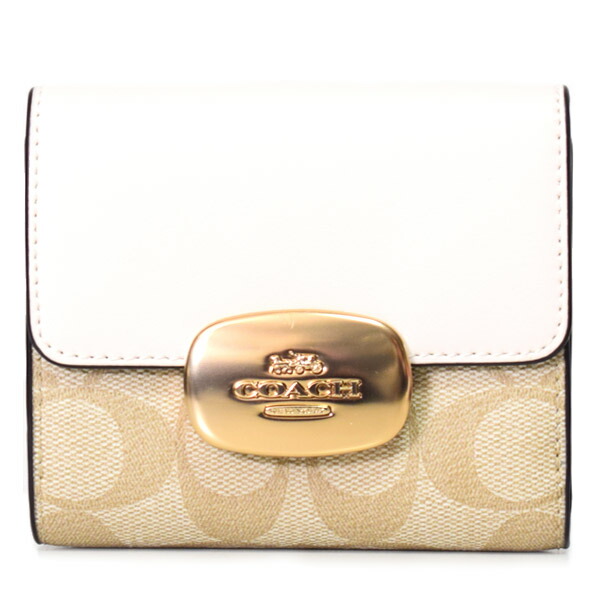 コーチ 財布 COACH コーティングキャンバス レザー シグネチャー スモール エライザ ロゴ ウォレット 二つ折り財布 ライトカーキ×チャーク【訳あり】CP255【新品 送料無料 正規 人気 安心 保証 10倍 OUTLET 即日発送】
