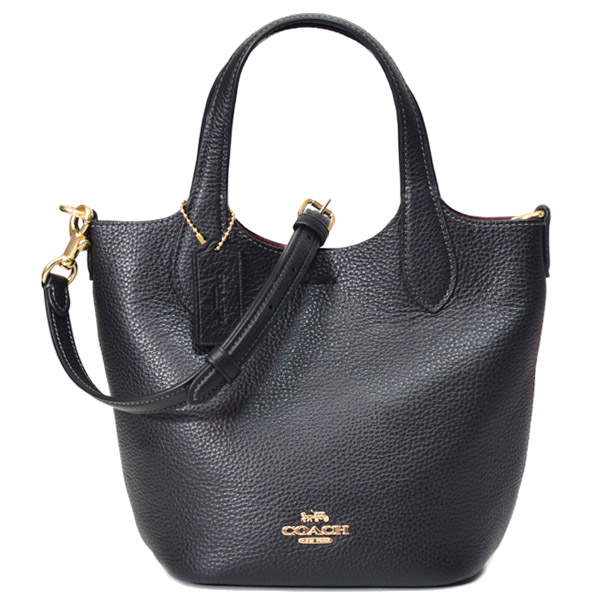 コーチ バッグ COACH ぺブルレザー ハンナ バケット ロゴ バケツ型 2way クロスボディ 斜め掛け ショルダー ハンドバッグ ブラック CR168【新品 送料無料 保証 10倍 即日発送 】