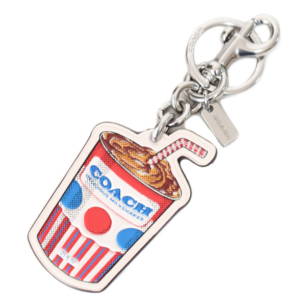 コーチ キーホルダー COACH ミルクシェイク モチーフ レザー ラメ キラキラ ロゴ キーリング バッグチャーム チャークマルチ CU305【ブランド 新品 送料無料 誕生日 正規 人気 安心 保証 包装 即日発送】