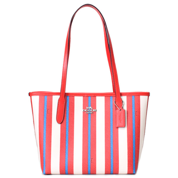 コーチ バッグ COACH レザー ストライプ ロゴ ミニ スモール シティ トートバッグ チャークマルチ CT824【ブランド 新品 送料無料 正規 安心 保証 10倍 包装 即日発送】 22,350円