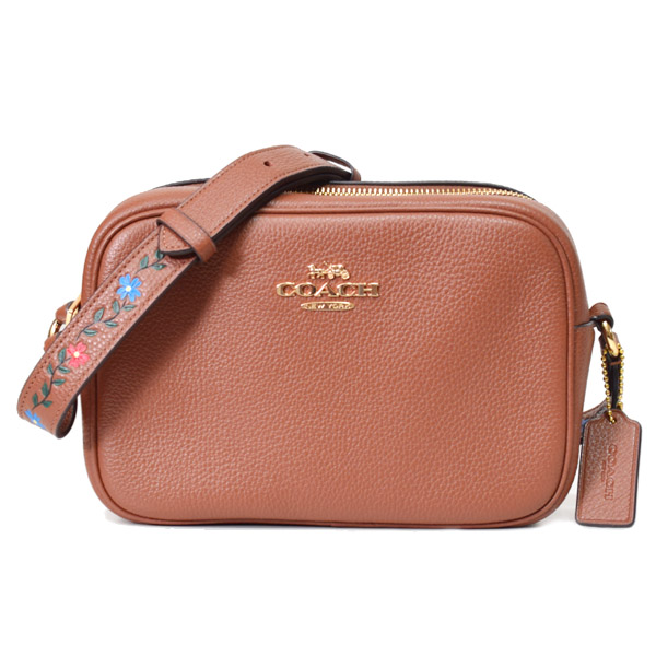コーチ バッグ COACH ぺブルレザー フラワー お花 ジェイミー ツーリング カメラバッグ クロスボディ 斜め掛け ショルダーバッグ レッドウッドマルチ CT842【新品 送料無料 正規 安心 保証 包装 即日発送】