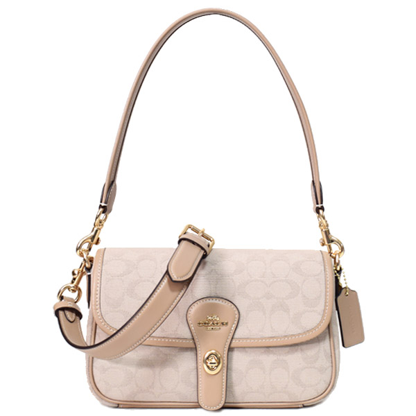 コーチ バッグ COACH キャンバス レザー シグネチャー ハドリー ウィズ フラップ ターンロック クロスボディ 3WAY クラッチ ショルダー ハンドバッグ ダークナチュラルマルチ CAK49【新品 送料無料 正規 安心 保証 包装 即日発送】