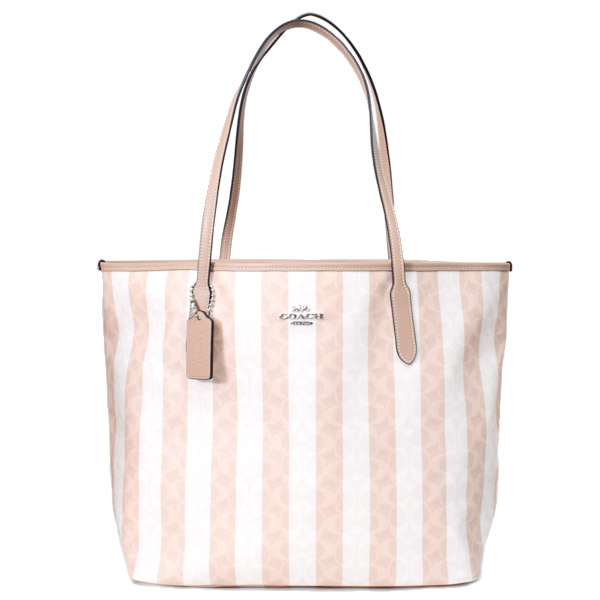 コーチ バッグ COACH コーティングキャンバス レザー シグネチャー ストライプ ロゴ シティ トートバッグ サンド×タン CBI03【ブランド 新品 送料無料 正規 安心 保証 10倍 包装 即日発送 】