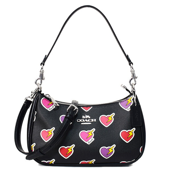 コーチ バッグ COACH ハートボルト PVC レザー テリ ロゴ 2way クロスボディ 斜め掛け ショルダー ハンドバッグ ブラックマルチ CY346【新品 送料無料 正規 保証 10倍 即日発送 】