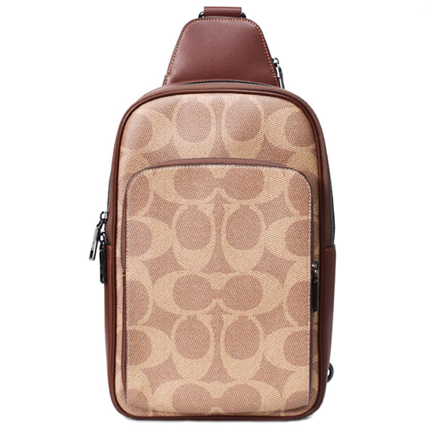コーチ メンズ バッグ COACH コーティングキャンバス レザー シグネチャー イーサン パック ロゴ ワンショルダー バックパック ボディバッグ タン×ビンテージブラウン CBI71【ブランド 新品 送料無料 正規 人気 安心 保証 ギフト 包装 即日発送】