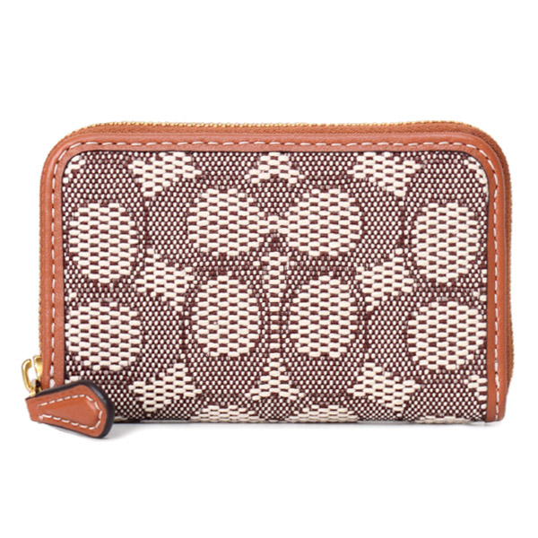 コーチ カードケース COACH ジャガード レザー シグネチャー エッセンシャル スモール ジップ アラウンド スクエア スリム コインケース ブラウンマルチ CAH14【ブランド 新品 送料無料 誕生日 プレゼント 正規 人気 レディース 安心 保証 ギフト 10倍 OUTLET 】