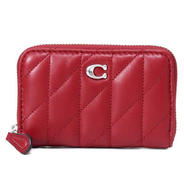 コーチ カードケース COACH レザー キルティング ピロー ロゴ スモール ジップ アラウンド スクエア スリム コインケース ダークルビー CM505【ブランド 新品 送料無料 誕生日 プレゼント 正規 人気 レディース 安心 保証 ギフト 10倍 OUTLET 】