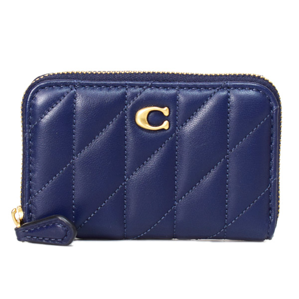 コーチ カードケース COACH レザー キルティング ピロー ロゴ スモール ジップ アラウンド スクエア スリム コインケース ダークネイビー CM505【ブランド 新品 送料無料 誕生日 プレゼント 正規 人気 レディース 安心 保証 ギフト 10倍 OUTLET 】