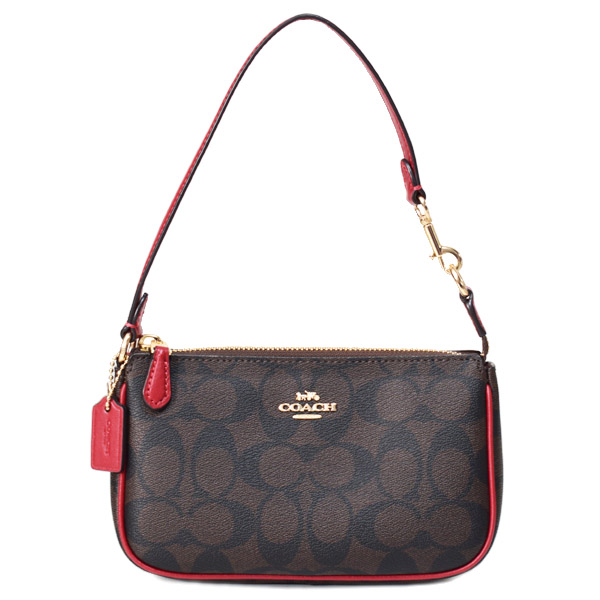 コーチ バッグ COACH コーティングキャンバス レザー シグネチャー ノリータ 19 リストレット マルチ ポーチ ハンドバッグ ブラウン×レッド C3308【ブランド 新品 送料無料 誕生日 プレゼント 正規 人気 レディース 安心 保証 ギフト 】 18,675円
