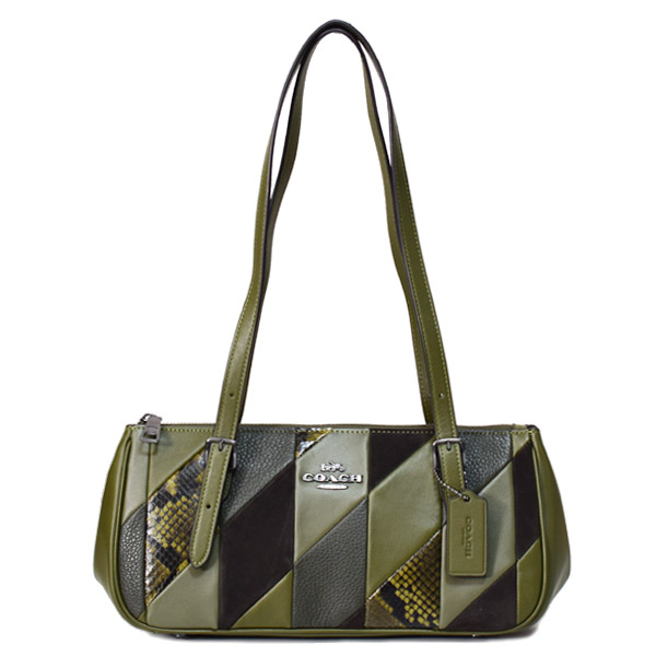 コーチ バッグ COACH パッチワーク スエード パイソン レザー スネーク アッシャー 横長 ショルダーバッグ オリーブマルチ CCE37【新品 送料無料 正規 保証 10倍 即日発送 】