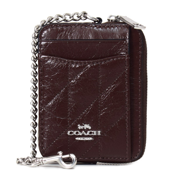 コーチ コインケース COACH レザー キルティング チェーン ジップ カードケース カードポーチ 定期入れ 名刺入れ 小銭入れ メイプル CEC51【新品 送料無料 正規 人気 安心 保証 10倍 OUTLET 即日発送 】｜ブランド専門店 パイクストリート