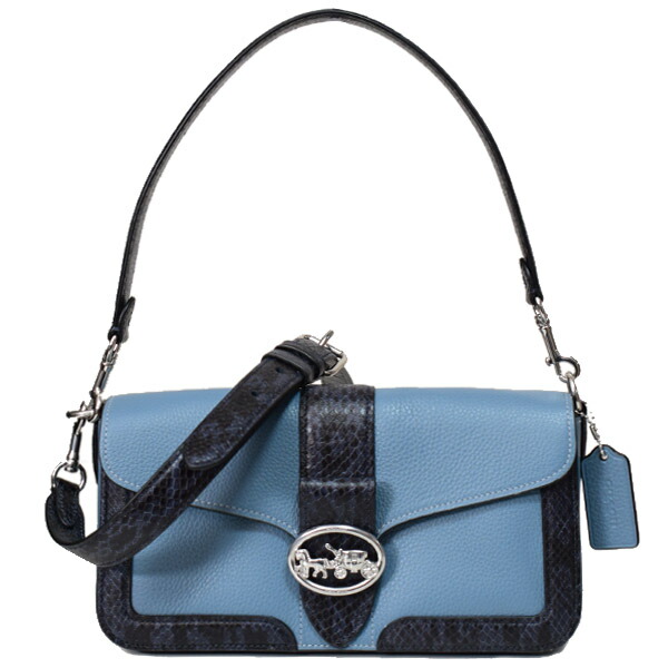 コーチ バッグ COACH ぺブルレザー パイソン ジャージー フラップ クロスボディ 3WAY クラッチ ショルダー ハンドバッグ インディゴマルチ CD322【新品 送料無料 正規 安心 保証 包装 即日発送】