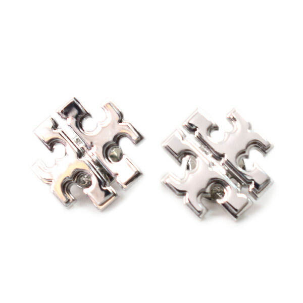 トリーバーチ ピアス TORY BURCH ラージ ロゴ スタッド イヤリング 巾着付き ピアス シルバー 143362【ブランド 新品 送料無料 誕生日 記念日 お祝い プレゼント 正規 人気 レディース 安心 保証 ギフト 10倍 OUTLET アウトレット レディース】