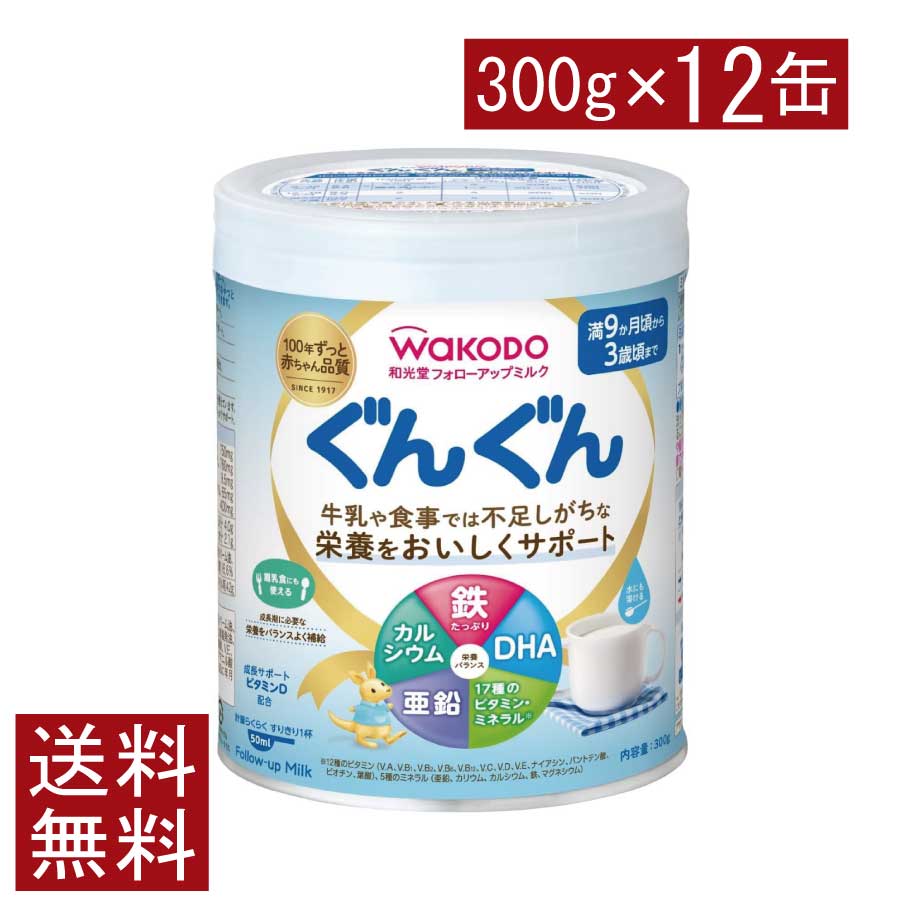 送料無料 和光堂 フォローアップミルク ぐんぐん 300g ×12缶(粉ミルク)