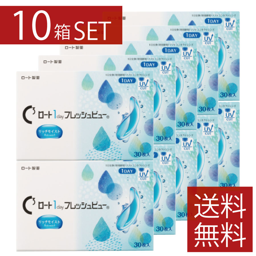 【処方箋不要】ワンデーフレッシュビューリッチモイスト（30枚入）&times;10箱ロート ROHTO（フレシュビュー）｜ファーストコンタクトプラス