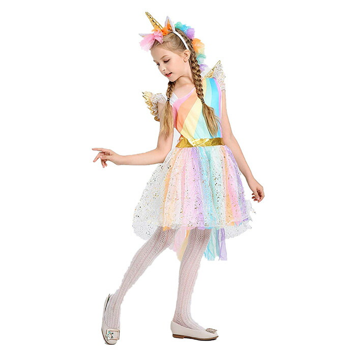 楽天市場 送料無料 ハロウィン 衣装 子供 女の子 ユニコーン ワンピース プリンセス ドレス コスプレ コスチューム 演出服 仮装 クリスマスプレゼント お誕生日ギフト ハロウィンイベント ハロウィンマスト 衣装 仮装 パーティー 可愛い おしゃれ 子ども 舞台 演出服