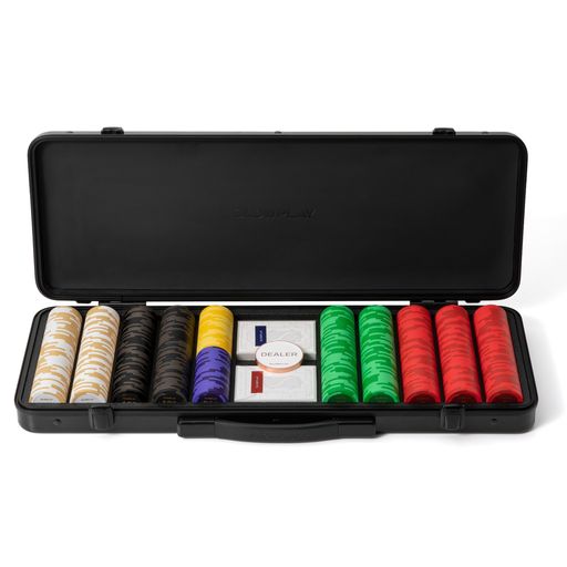 SLOWPLAYGodel14gテキサスホールデム用クレイポーカーチップセット500枚[チップバリュー表記あり]ドイツ製高耐久ポリカーボネートチップケース付きポーカー愛好者にピッタリのプレゼント