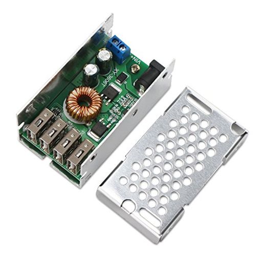 DROKDC-DCバック・パワー・サプライ・モジュール9-36V〜5V低電圧レギュレータ・コンバータ5A4WのUSBポート付き25Vボルト・トランスフォーマー携帯用の高速充電をサポート画像