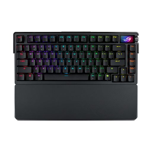 ASUSゲーミングキーボードROGAzothExtreme75%レイアウトホットスワップ相応う3層消音腹積もり鍵盤OLED触れ合う+3WAYノッブ積み上げる軽銀アロイ製容れもの磁石式照明ランプ鍵盤
