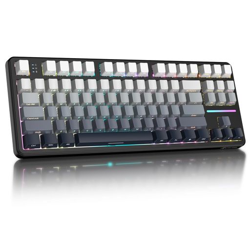 ATTACKSHARKX87ゲーミングキーボードワイヤレス/Bluetooth/USBトライーモードメカニカルキーボードホットスワップサイド目じるしキーキャップガスケット社会システム5層吸音質問用紙付き添い人リニアストロベリ…