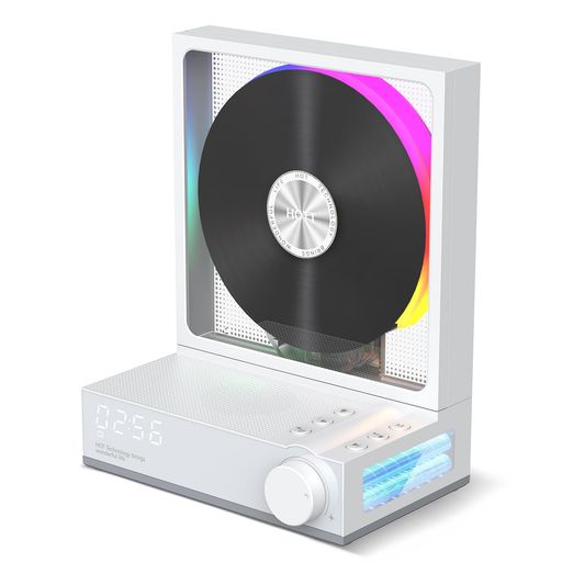HOTT CD プレーヤー Bluetooth5.3 対応 デスクトップ ポータブル 4000mAh 充電式 RGB ライト付き ハイファイサウンド USB/TF カード再生 録音機能 タイマー機能 ホワイト｜ハピナイス　店