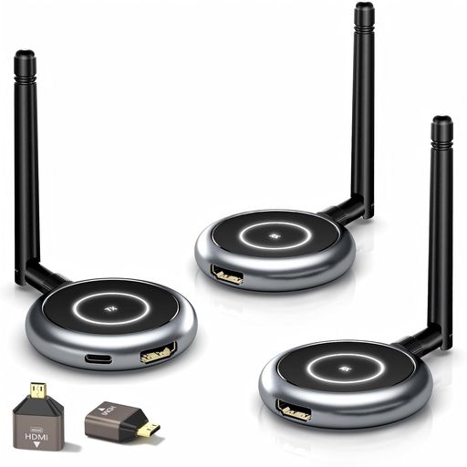 AIMIBOワイヤレスHDMI送受信機1送信機+2受信機セットHDMI無線受信機8台増設可能拡張モード対応1080P/5Ghz/50m安定転送距離映像音声同期出力
