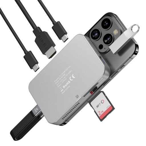 MiliPow マグネット式 7 in 1 USB-Cハブ NVMe ケース(冷却ファン付き)、10Gbpsデータ転送、4K@60Hz HDMI、100W電源供給、SD/TFカードリーダー、ドッキングステーション(Type-Cデバイス用)|ハピナイス 店