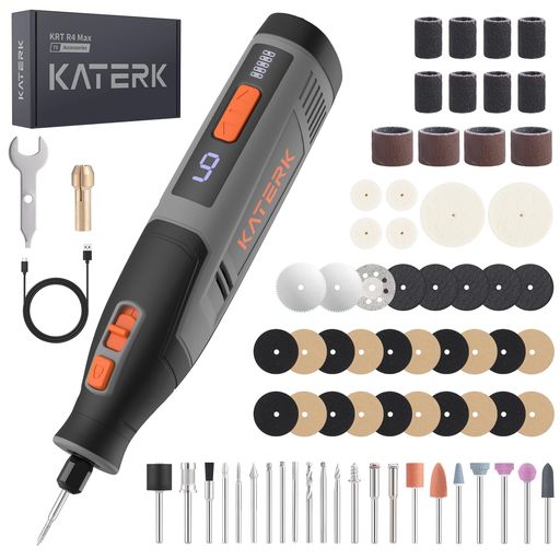 Katerkミニルーターリューターコンパクトルーター28000RPM/時間6段変速電動リューターコードレスコンパクト4VType-C申し受ける式70点添え物書き割り付き添い人