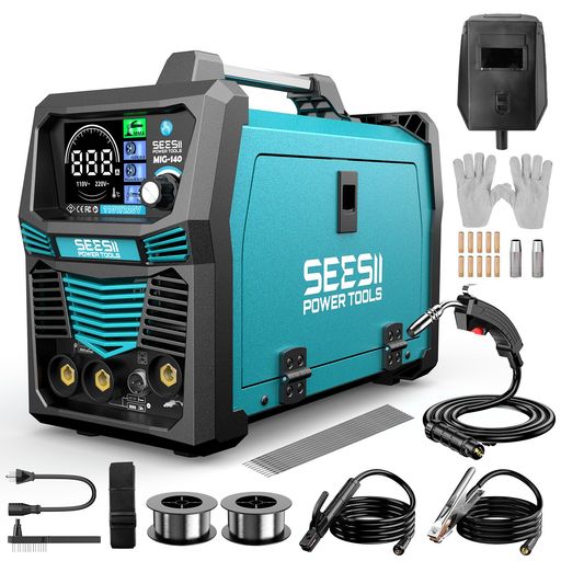 SEESII溶接機半自動小銃100V/200V両相応う1台3役(ノン屁っ放りMIG・覆いかぶせる弧線MMA・LIFTTIG)LED液晶見せびらかす最大限度最終生産物140A定格当て嵌める率60%自動小銃起電力合わせるはたご屋取り替えっこ積み上げる板厚8粍相応うノン屁っ放り溶接
