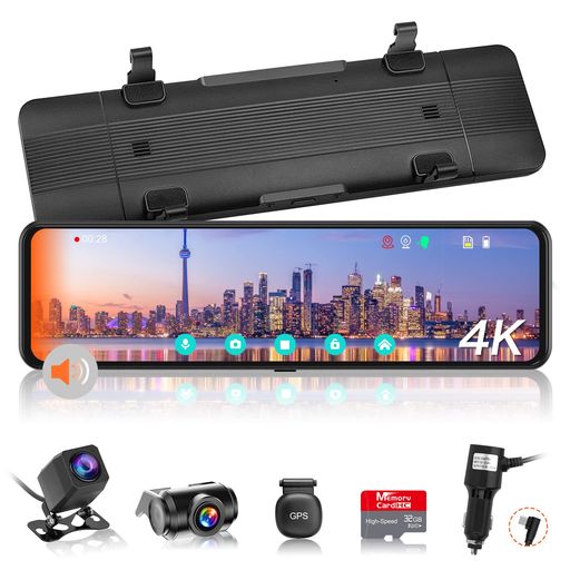 【2026再進化分離式・64GBカード付き・バックカメラ左右上下反転可・4K・BSD運転補助・LCA後方車両検出】VANBARドライブレコーダー ミラー型 分離 IMX415センサー 800万画素 音声制御 スピード…|ハピナイス 店