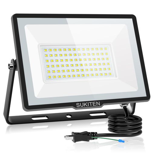 【驚異の明るさ・省電力】SUKITEN投光器led屋外作業灯100W15000ルーメン100V極薄型IP66防水6500K昼光色高輝度高放熱120°広角投光器ledライト夜間作業工事現場工事用ライト駐車場ガレージ