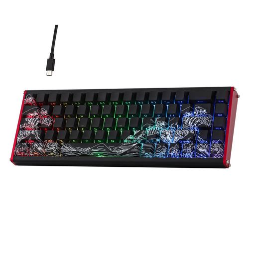 MechLandsAJAZZALUX68HEアルミニウム高速ゲーミングキーボードマグネットスイッチ有線ホール効果キーボード8Kポーリングレート0.125msレイテンシーRGBバックライト付き(BlackSide-Printed