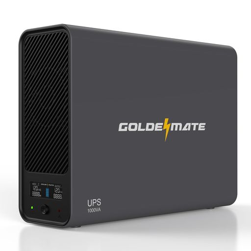 GOLDENMATE無停電ワット数とり備えるUPS1000VAPro/800Wリン酸鉄リチウムイオン独居室召しかかえる230Wh常時商用給電正弦波網状組織備品メール交換システムホームオフィス身寄り用の高能率うしろ押しワット数8界面暗然たる…